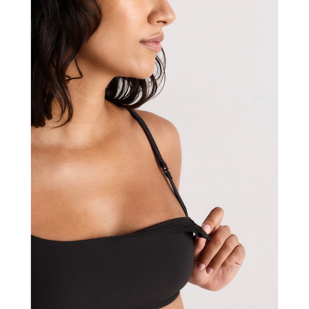 Quince Bamboo Nursing Maternity Bra Black XS Micromodal Scoop Neck NWT - Picture 2 of 6